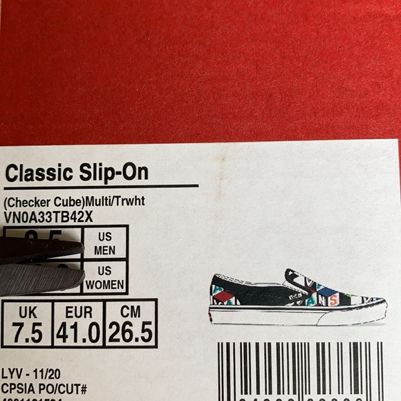 VANS CLASSIC SLIP ON CHECKER CUBE MULTI/TRWHT MENS - Picture 16 of 16